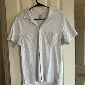 J.Crew Garment-Dyed Short Sleeve Button Front Shirt Small White 100% Cotton